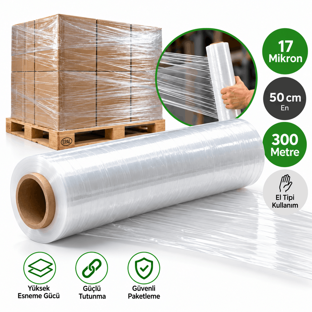 17 Mikron El Tipi Streç Film 50 cm 300 mt